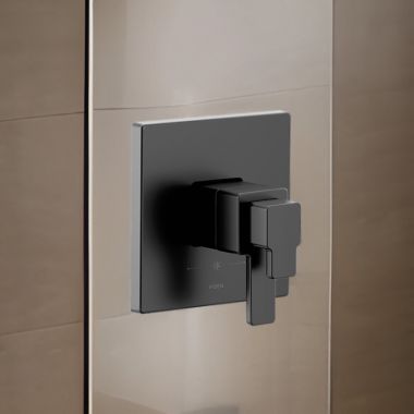 Click here to see Moen UTS4711BL Moen 90 Degree Two Handle Thermostatic Valve Only Trim with M-Core 4 Cartridge, ADA, Matte Black - UTS4711BL
