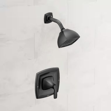 Click here to see Moen T2692EPBL Moen Voss Posi-Temp Single-Handle Shower Faucet, One-Function, 1.75 GPM, Lever Handle, Eco-Performance, M-PACT, Matte Black - T2692EPBL