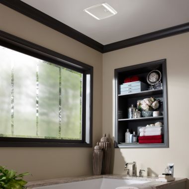 Click here to see Broan XB110HL1 Broan-NuTone Ultra Green XB Series Humidity Sensing Multi-Speed Bathroom Exhaust Fan with LED Light, 110 CFM - XB110HL1