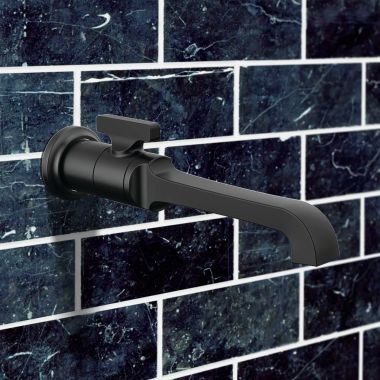 Click here to see Delta T3589LF-BLWL Delta Single Handle Wall Mount Bathroom Faucet, 1.2 GPM, WaterSense, Matte Black - T3589LF-BL-WL