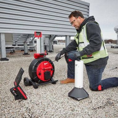 Click here to see Milwaukee 2975-22 Milwaukee M18 200’ Mid-Stiff Pipeline Inspection System with 500GB Control Hub, Tablet Mount, (2) XC5.0 Battery Pack, and Rapid Charger - 2975-22
