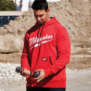 Click here to see Milwaukee 352R-XL Milwaukee X-Large Men's Red Midweight Long-Sleeve Pullover Hoodie - 352R-XL 