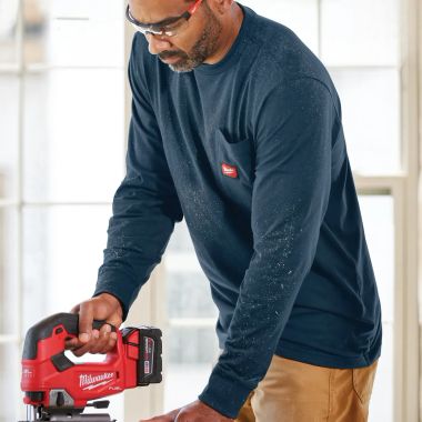 Click here to see Milwaukee 606BL-2X Milwaukee GRIDIRON Heavy-Duty Long-Sleeve Pocket T-Shirt, Cotton/Polyester, 2X, Blue - 606BL-2X