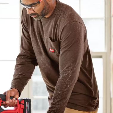 Click here to see Milwaukee 606BR-2X Milwaukee 2XL Men's Brown GRIDIRON Cotton/Polyester Long-Sleeve Pocket T-Shirt - 606BR-2X 
