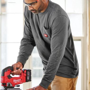 Click here to see Milwaukee 606G-S Milwaukee Small Men's Gray GRIDIRON Cotton/Polyester Long-Sleeve Pocket T-Shirt - 606G-S 