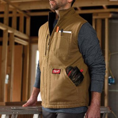 Click here to see Milwaukee 801BR-S Milwaukee GRIDIRON Heavy Duty Sherpa-Lined Vest, Brown, Small - 801BR-S