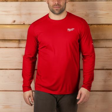 Click here to see Milwaukee 415R-L Milwaukee Large Red WORKSKIN Lightweight Performance T-Shirt, Long Sleeve - 415R-L