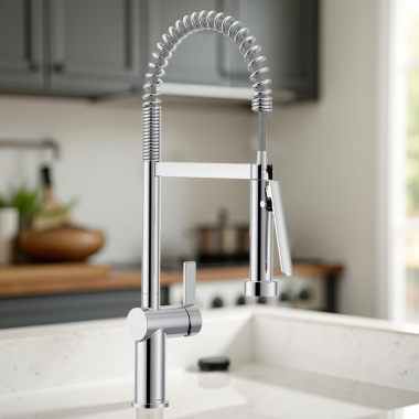 Click here to see Moen 7822 Moen Cia Single-Handle Semi Pro Spring Pulldown Kitchen Faucet with PowerBoost, 1.5 GPM, Chrome - 7822 