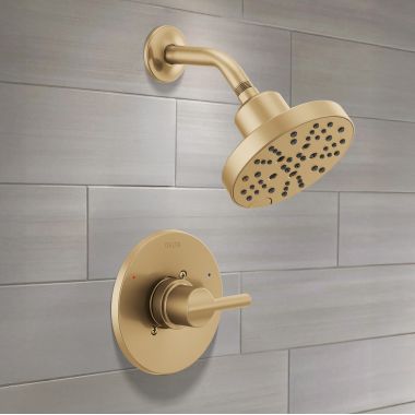 Click here to see Delta 142749-CZ Delta Nicoli Monitor 14 Series Shower Faucet with 5-Setting Rain Showerhead, H2Okinetic, Touch-Clean, ADA, 1.75 GPM, Champagne Bronze - 142749-CZ