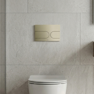 Click here to see TOTO NEOREST YT990#N TOTO NEOREST Brushed Nickel Rectangle Push Plate for In-Wall Tank Unit, Dual Button - YT990#N 