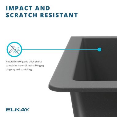 Click here to see Elkay ELGRU13022MB0 Elkay Quartz Classic Matte Black 30in x 19in x 10in Undermount with Rear Center Drain, Undermount Sink - ELGRU13022MB0