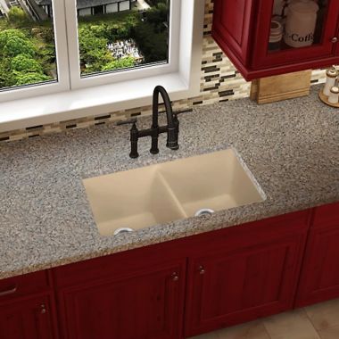 Click here to see Elkay ELXU3322SN0 Elkay Quartz Luxe Undermount Kitchen Sink, Double Bowl, 33