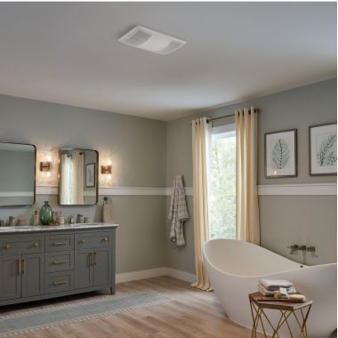 Click here to see Broan BHF110 Broan-NuTone Powerheat Series Heater Exhaust Fan with CCT LED Lighting, 110 CFM, 2.0 Sones - BHF110