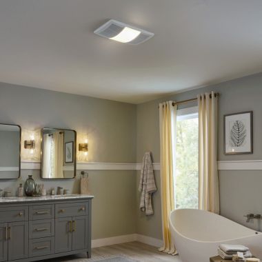 Click here to see Broan BHFLED110 Broan-NuTone Powerheat Series Heater Exhaust Fan with CCT LED Lighting, 110 CFM, 2.0 Sones - BHFLED110