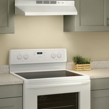 Click here to see Broan BUEZ121WW Broan-NuTone 21-Inch Ductless Under-Cabinet Range Hood With Easy Install System, White - BUEZ121WW