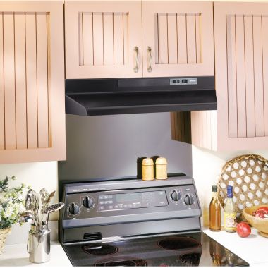 Click here to see Broan BUEZ330BL Broan-NuTone 30-Inch Convertible Under-Cabinet Range Hood With Easy Install System, 260 CFM, Black - BUEZ330BL