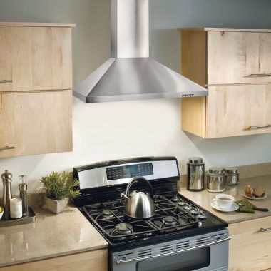 Click here to see Broan BW5036SSL Broan-NuTone 36-Inch Convertible European Style Wall-Mounted Chimney Range Hood With LED Light, 380 CFM, Stainless Steel - BW5036SSL