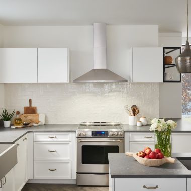 Click here to see Broan BWP1364SS Broan-NuTone 36-Inch Convertible Wall-Mount Pyramidal Chimney Range Hood, 450 CFM, Stainless Steel - BWP1364SS