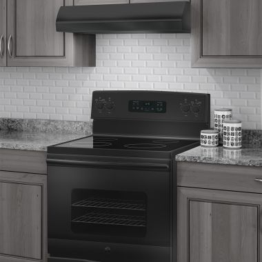 Click here to see Broan BXT130BL Broan-NuTone 30-Inch 4-Way Convertible Under-Cabinet Range Hood, 270 CFM, Black - BXT130BL