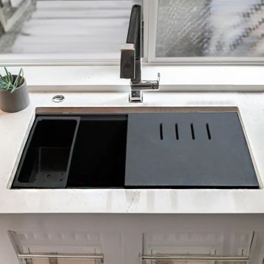 Click here to see Alfi AB3418DBDI-BLA ALFI Black Granite Composite Workstation, 33