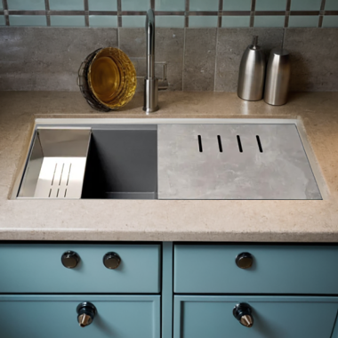 Click here to see Alfi AB3418DBDI-T ALFI Titanium Granite Composite Workstation, 33