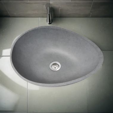 Click here to see Alfi ABCO21O ALFI Gray Matte Solid Concrete 21in Teardrop Oval Above Mount Vessel Bathroom Sink With Center Drain  - ABCO21O