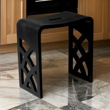 Click here to see Alfi ABST88BM ALFI Matte Black Solid Surface Resin Composite, 16in Shower Stool with Hand Insert Slot - ABST88BM