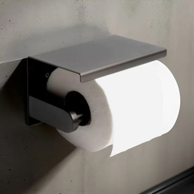 Click here to see Alfi ABTPP66-BB ALFI Toilet Paper Holder with Shelf, PVD Brushed Black - ABTPP66-BB