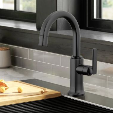Click here to see Brizo 61306LF-C-BL Brizo Kintsu Single Handle Beverage Faucet with Arc Spout, Air Gap, DIAMOND Seal, 1.5 GPM, Matte Black - 61306LF-C-BL