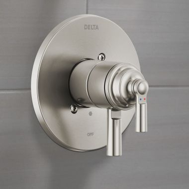 Click here to see Delta T17035-SS Delta Saylor Two Handle Pressure Balance Valve Trim, Lever Handle, ADA, Stainless - T17035-SS