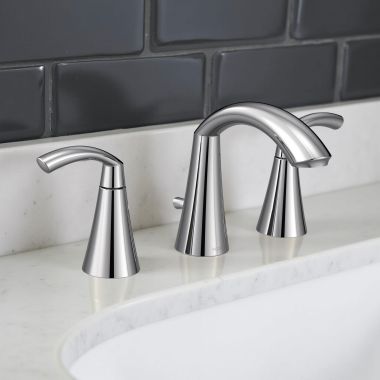 Click here to see Moen TV6173 Moen Glyde Two-Handle High-Arc Widespread Bathroom Faucet with M-PACT Valve, ADA, 1.2 GPM, Chrome - TV6173