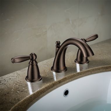 Click here to see Moen TV6620ORB Moen Brantford Two-Handle High-Arc Widespread Bathroom Faucet with M-PACT Valve, ADA, 1.2 GPM, Oil Rubbed Bronze - TV6620ORB