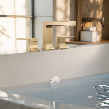 Click here to see Delta T2737-CZ Delta Velum Roman Tub Trim, Two Lever Handles, ADA-Compliant, Champagne Bronze - T2737-CZ