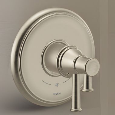 Click here to see Moen UT4311BN Moen Belfield Two-Handle Valve Only Trim w/ Flow Control and Temperature Adjust, Lever Handle, M-Core 4, Thermostatic Cartridge, Brushed Nickel - UT4311BN