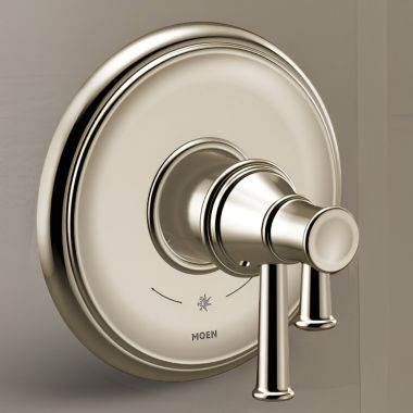 Click here to see Moen UT4311NL Moen Belfield Two-Handle Valve Only Trim w/ Flow Control and Temperature Adjust, Lever Handle, M-Core 4, Thermostatic Cartridge, Polished Nickel - UT4311NL