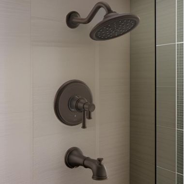 Click here to see Moen UT4313EPORB Moen Belfield Tub/Shower Faucet with Two-Handle Flow Control and Temperature Adjust Valve Trim, Lever Handles, M-Core 4, Thermostatic Cartridge, Oil Rubbed Bronze - UT4313EPORB