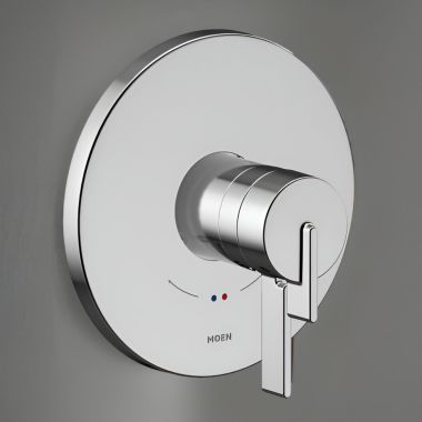 Click here to see Moen UT4361 Moen CIA Two-Handle Valve Only Trim w/ Flow Control and Temperature Adjust, Lever Handle, M-Core 4, Thermostatic Cartridge, Chrome - UT4361