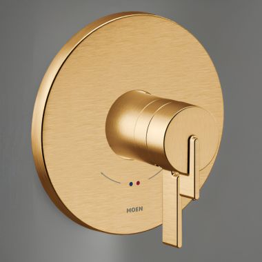 Click here to see Moen UT4361BG Moen CIA Two-Handle Valve Only Trim w/ Flow Control and Temperature Adjust, Lever Handle, M-Core 4, Thermostatic Cartridge, Brushed Gold - UT4361BG