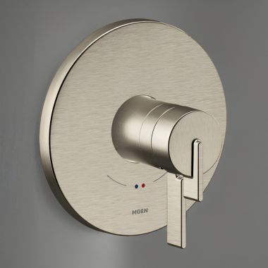 Click here to see Moen UT4361BN Moen CIA Two-Handle Valve Only Trim w/ Flow Control and Temperature Adjust, Lever Handle, M-Core 4, Thermostatic Cartridge, Brushed Nickel - UT4361BN