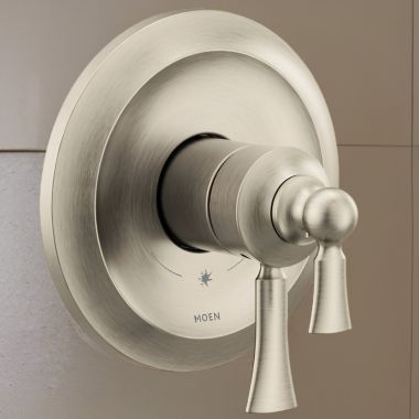 Click here to see Moen UT45501BN Moen Wynford Two-Handle Valve Only Trim w/ Flow Control and Temperature Adjust, Lever Handle, M-Core 4, Thermostatic Cartridge, Brushed Nickel - UT45501BN