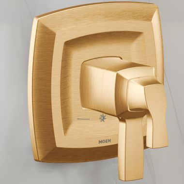 Click here to see Moen UT4691BG Moen Voss Valve Only Trim w/ Flow Control and Temperature Adjust, Lever Handle, M-Core 4, Thermostatic Cartridge, Brushed Gold - UT4691BG