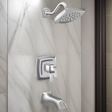 Click here to see Moen UT4693EP Moen Voss Tub/Shower Faucet with Two-Handle Flow Control and Temperature Adjust Valve Trim, Lever Handles, M-Core 4, Thermostatic Cartridge, Chrome - UT4693EP