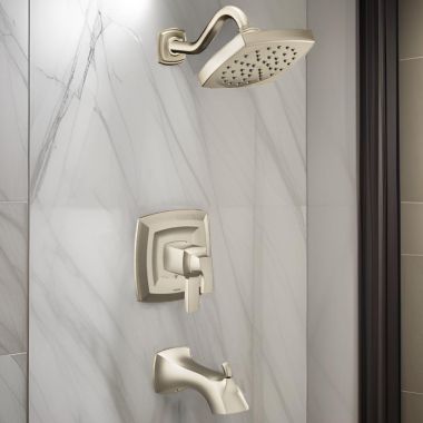 Click here to see Moen UT4693EPBN Moen Voss Tub/Shower Faucet with Two-Handle Flow Control and Temperature Adjust Valve Trim, Lever Handles, M-Core 4, Thermostatic Cartridge, Brushed Nickel - UT4693EPBN
