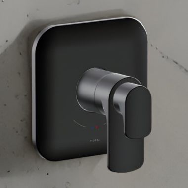 Click here to see Moen UT4811BL Moen Rizon Tub/Shower Valve Only Trim w/ Flow Control and Temperature Adjust, Lever Handles, M-Core 4, Thermostatic Cartridge, Matte Black - UT4811BL