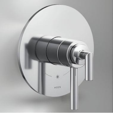 Click here to see Moen UTS42001 Moen Arris Valve Only Trim w/ Flow Control and Temperature Adjust, Lever Handles, M-Core 4, Thermostatic Cartridge, 1.75 GPM, Chrome - UTS42001
