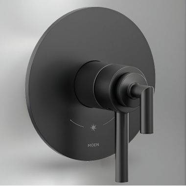 Click here to see Moen UTS42001BL Moen Arris Valve Only Trim w/ Flow Control and Temperature Adjust, Lever Handles, M-Core 4, Thermostatic Cartridge, 1.75 GPM, Matte Black - UTS42001BL