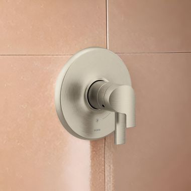 Click here to see Moen UTS4201BN Moen Doux Two-Handle Valve Only Trim with Flow Control and Temperature Adjust, Lever Handle,  M-Core 4, Thermostatic Cartridge, Brushed Nickel - UTS4201BN