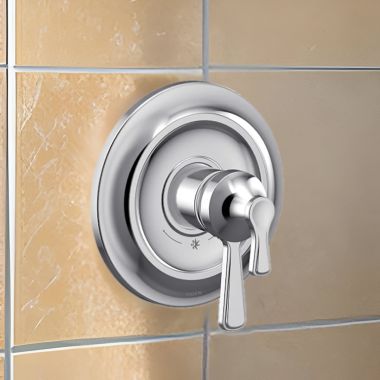 Click here to see Moen UTS444301 Moen Colinet Two-Handle Valve Only Trim with Flow Control and Temperature Adjust, Lever Handle,  M-Core 4, Thermostatic Cartridge, Chrome - UTS444301