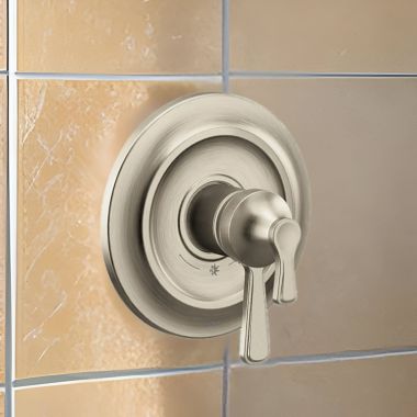 Click here to see Moen UTS444301BN Moen Colinet Two-Handle Valve Only Trim with Flow Control and Temperature Adjust, Lever Handle,  M-Core 4, Thermostatic Cartridge, Brushed Nickel - UTS444301BN