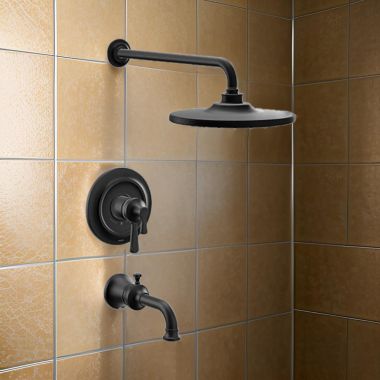 Click here to see Moen UTS444303EPBL Moen Colinet Tub/Shower Faucet with Two-Handle Flow Control and Temperature Adjust Valve Trim, Lever Handles, M-Core 4, Thermostatic Cartridge, Matte Black - UTS444303EPBL